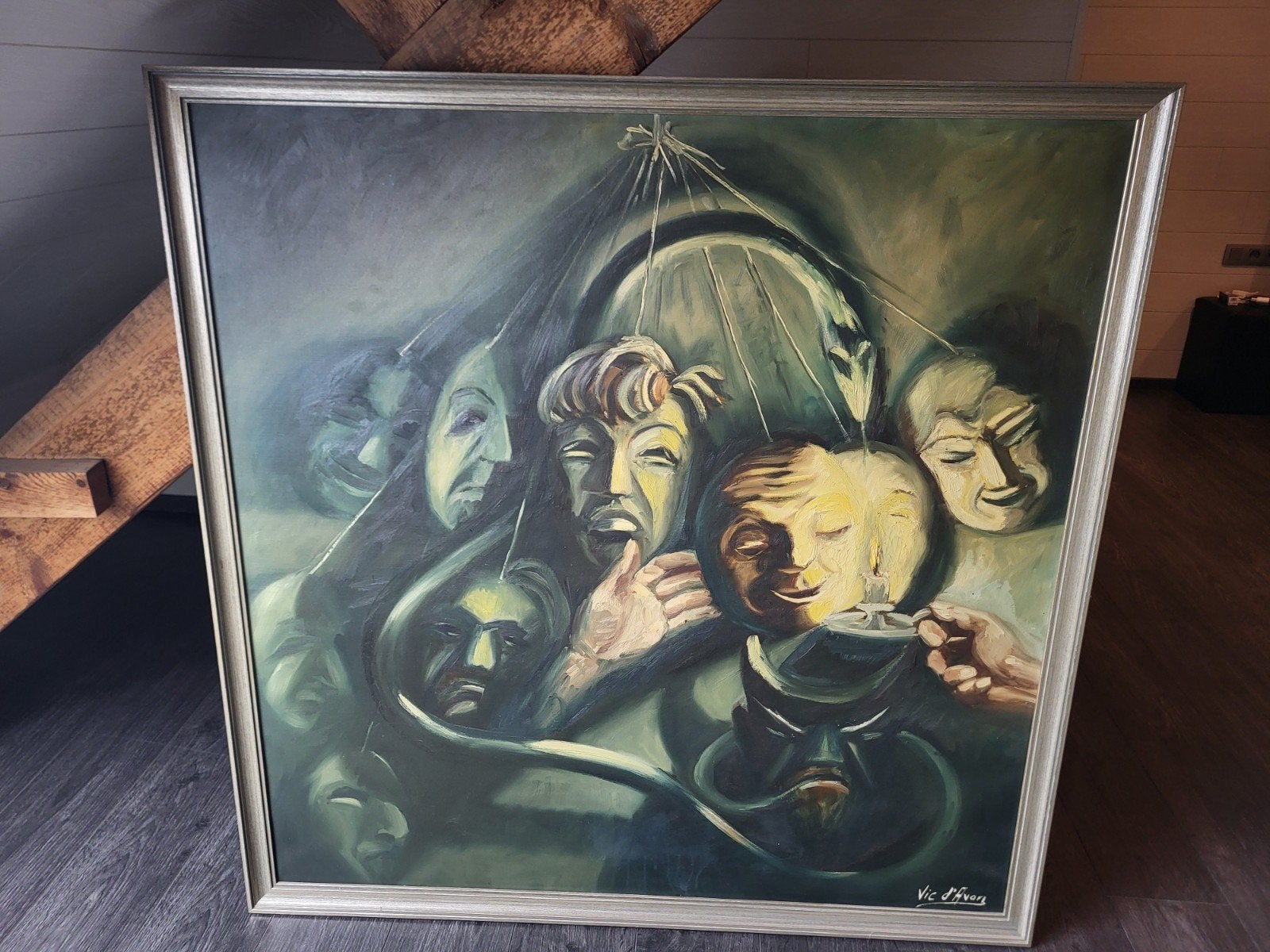 groot schilderij Vic d'avon, Antiek en Kunst, Kunst | Schilderijen | Abstract, Ophalen