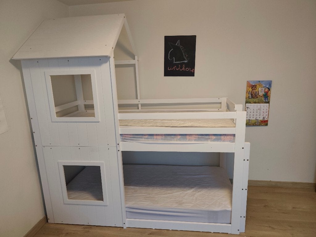 Stapelbed 90*200cm, kinderbed, met twee matrassen., Kinderen en Baby's, Kinderkamer | Stapelbedden en Hoogslapers, Ophalen, Zo goed als nieuw