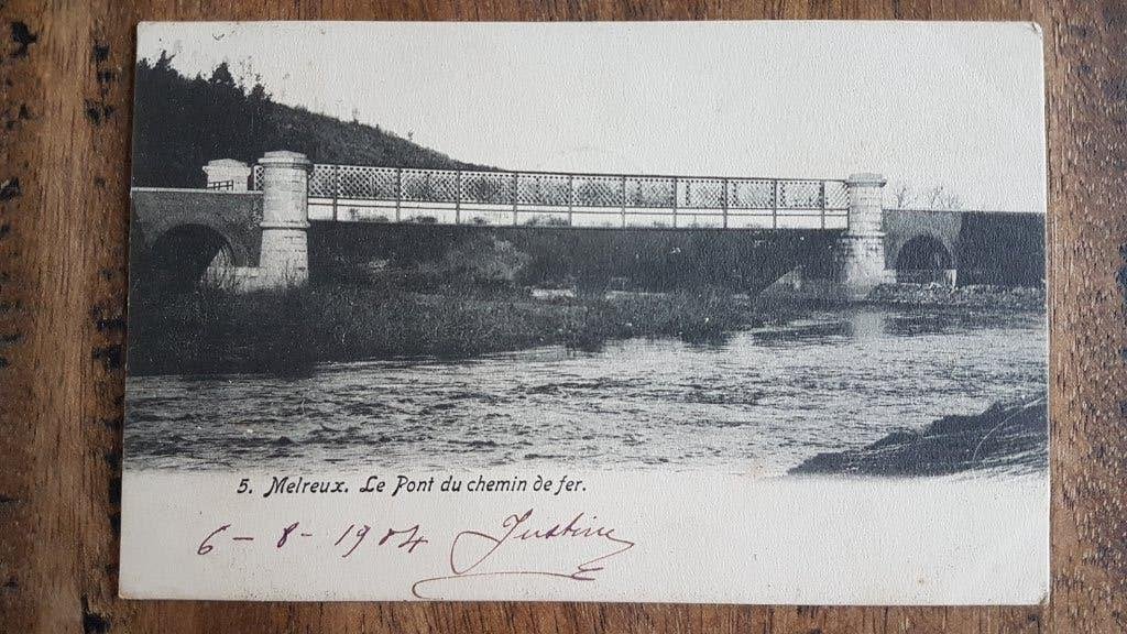 Postkaart Melreux Le Pont du chemin de fer, Verzamelen, Ophalen of Verzenden, Voor 1920, Gelopen, Luxemburg