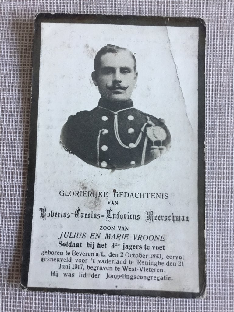 Le soldat R.Meerschman Beveren à Leie, mort a Reninge 1917, Collections, Envoi