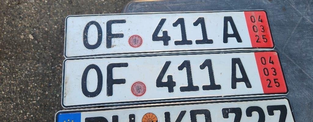 8 oude nummerplaten: 4 uit Duitsland, 4 Belgische, Verzamelen, Ophalen, Gebruikt