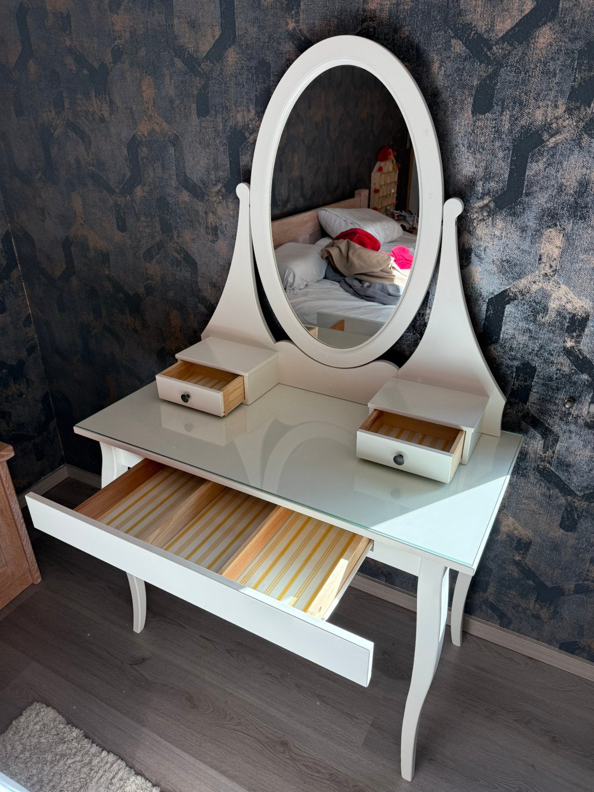 HEMNES Toilettafel met spiegel, wit, 100x50 cm, Huis en Inrichting, Ophalen, Zo goed als nieuw