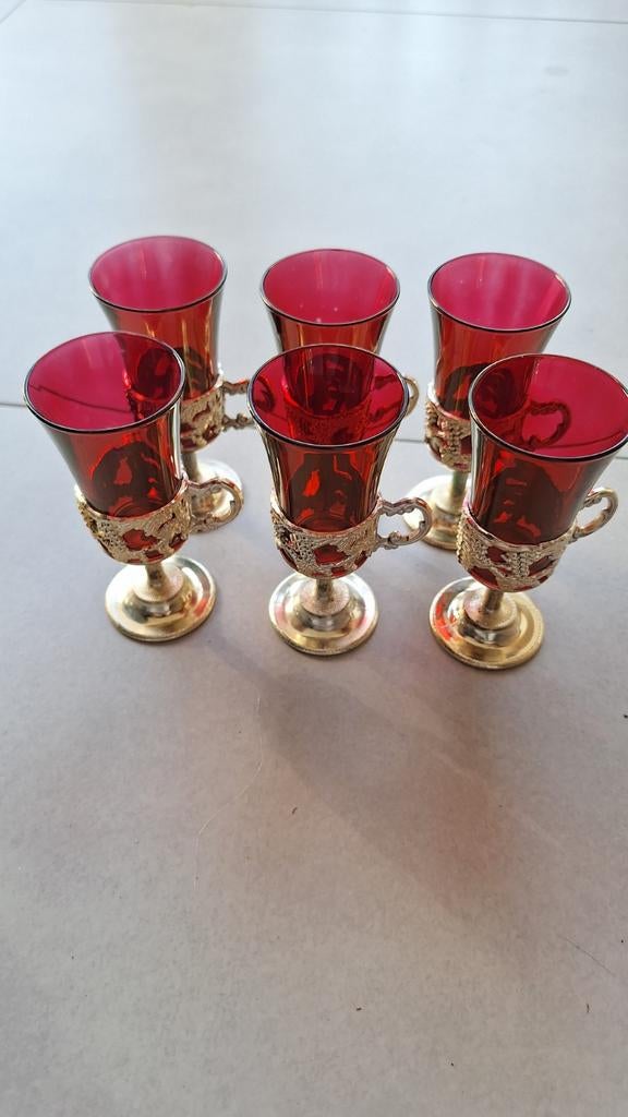 Zes vintage wijnglazen, Antiek en Kunst, Ophalen of Verzenden