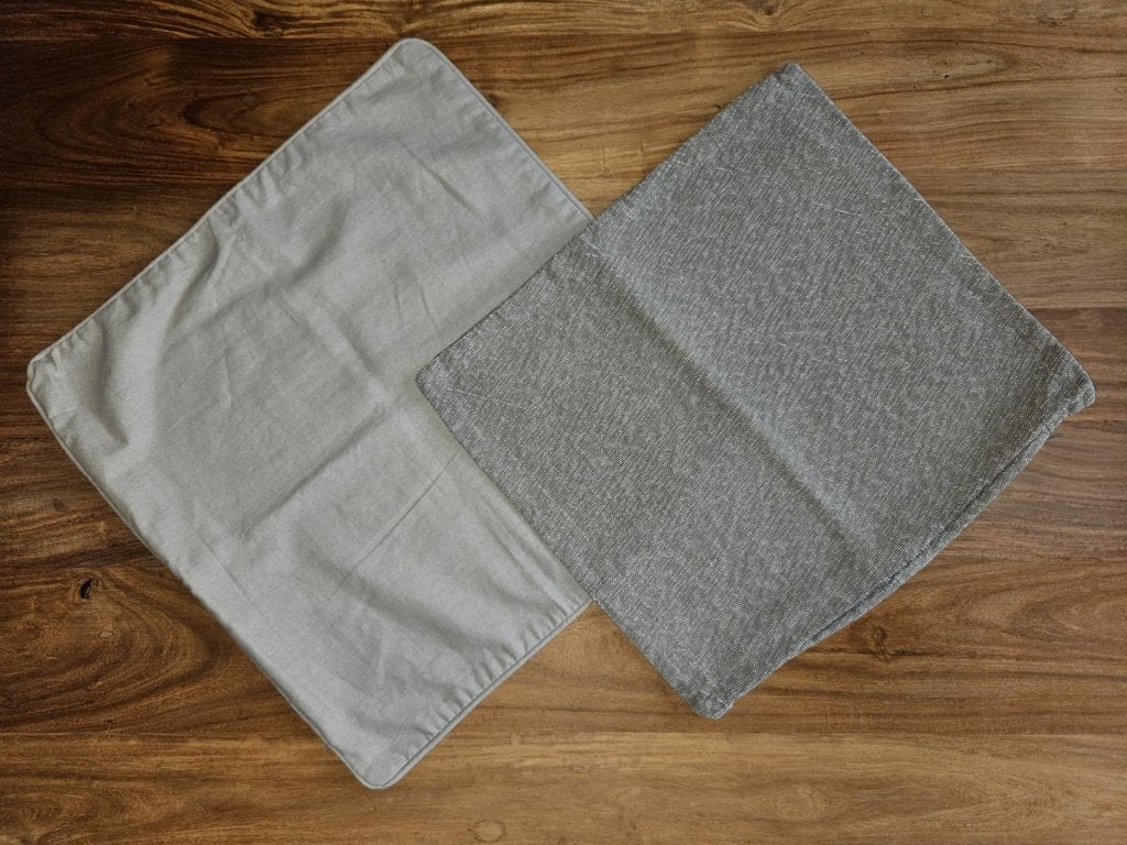 Lot 2 housses coussin tons gris décoration, Ophalen of Verzenden, Gebruikt, Grijs, Kussenhoes