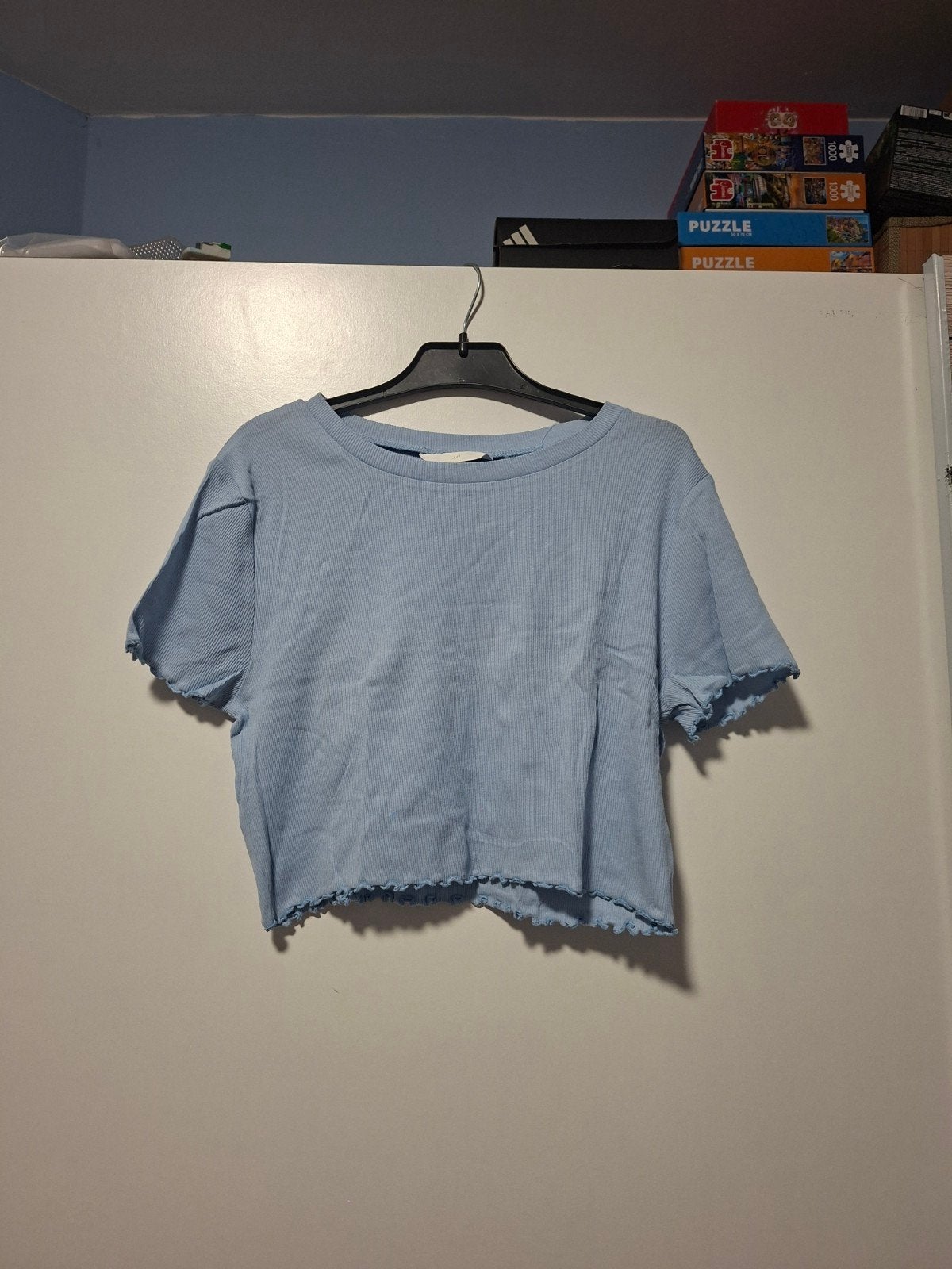 T-shirt-top bleu H&M, Kleding | Dames, T-shirts, H&M, Blauw, Zo goed als nieuw, Korte mouw