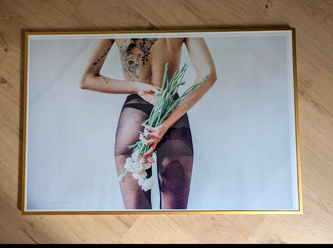 Gouden, metalen kader met poster, Ophalen