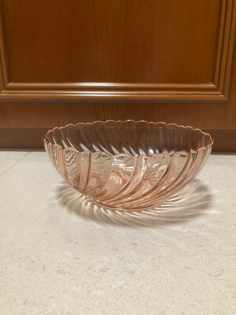 Vintage schaal pink swirl - diameter 18cm, Antiek en Kunst, Ophalen