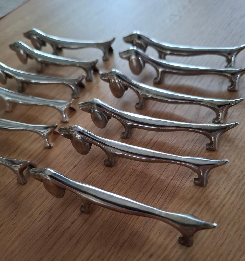 Vintage teckel messenleggers, Antiek en Kunst, Antiek | Bestek, Ophalen