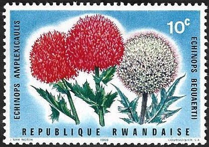 1 Postzegel Rwanda 1966 Bloemen, Postzegels en Munten, Ophalen of Verzenden, Postfris, Dier of Natuur