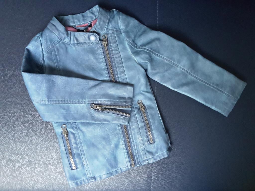 Prachtig nieuw jasje in lederlook, maat 92-98, blauw, Kinderen en Baby's, Ophalen of Verzenden, Nieuw, Meisje, Jas