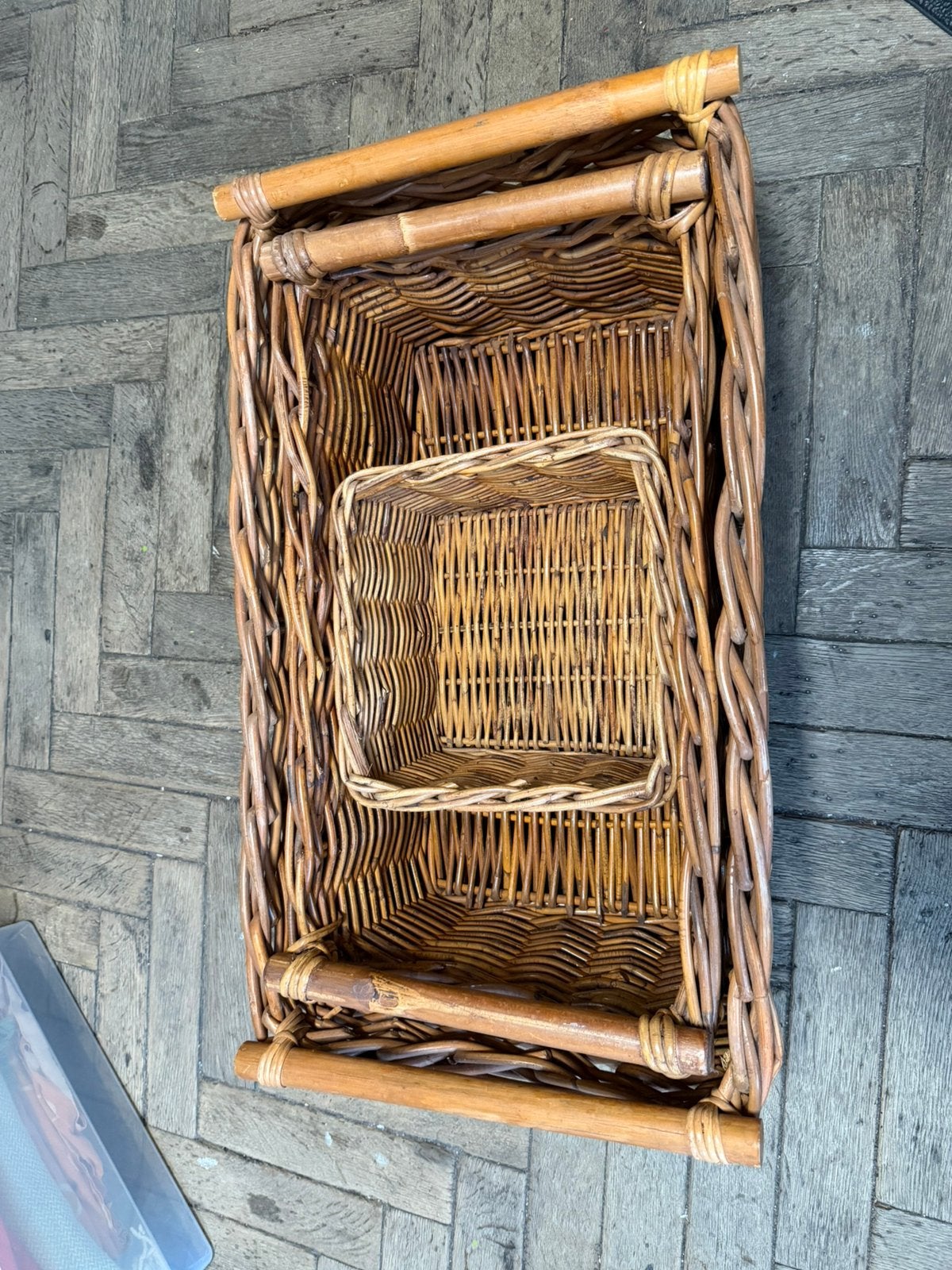 3 rieten manden - te koop als lot of separaat, Huis en Inrichting, Ophalen, Gebruikt, Mand, Riet