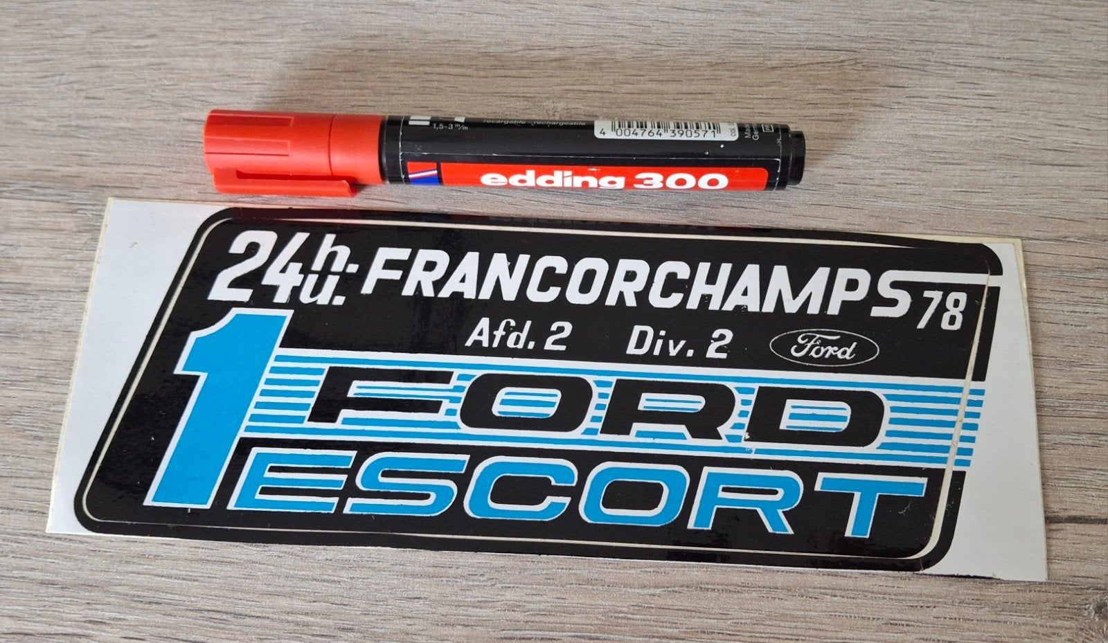 Vintage sticker 24 u Francorchamps Ford Escort 1978, Ophalen of Verzenden, Zo goed als nieuw, Auto of Motor