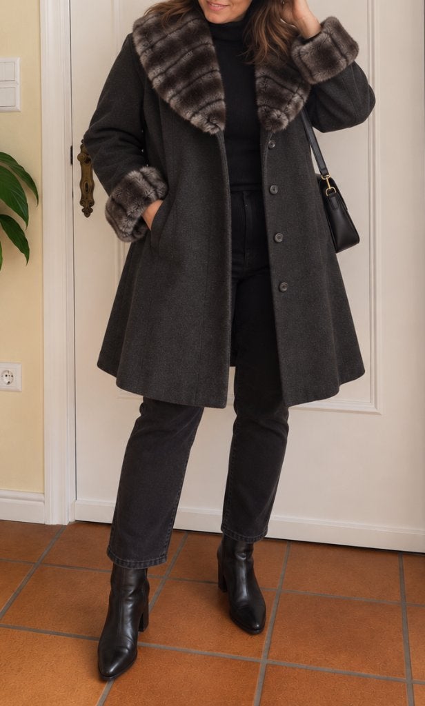Manteau en laine D.A.M.O Donna taille 42/44, Taille 42/44 (L), D.A.M.O Donna, Gris, Enlèvement ou Envoi