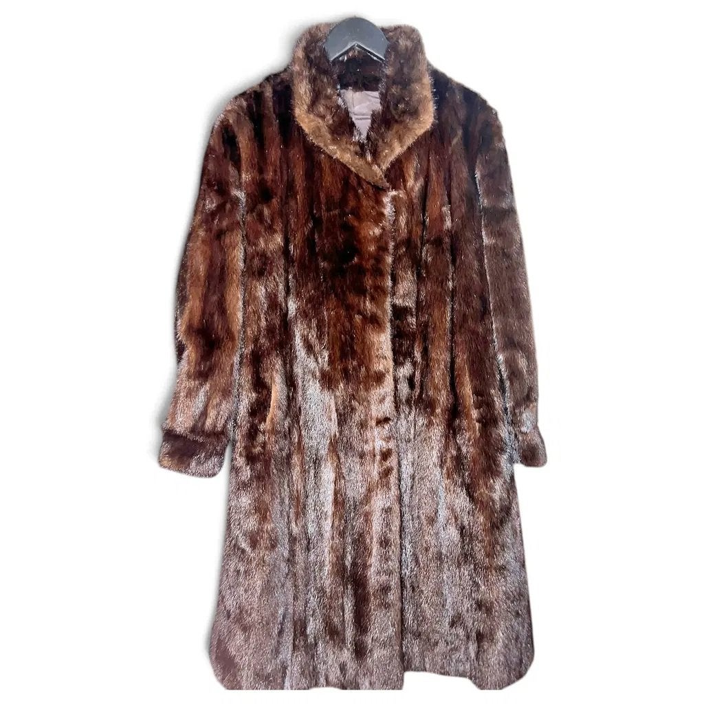 Lange echte nertsmantel - Zo goed als nieuw - Maat M/L, Kleding | Dames, Ophalen of Verzenden, Zo goed als nieuw, Maat 38/40 (M)