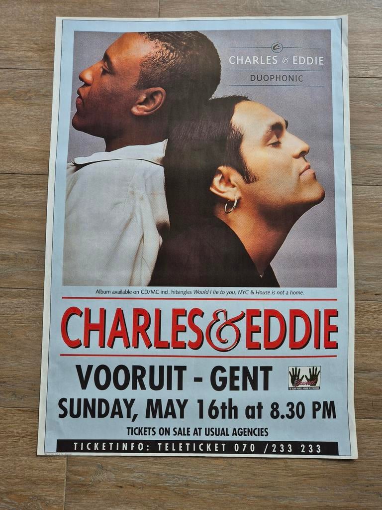 Concert poster Charles en Eddie Vooruit Gent, Verzamelen, Ophalen of Verzenden, Zo goed als nieuw, Muziek