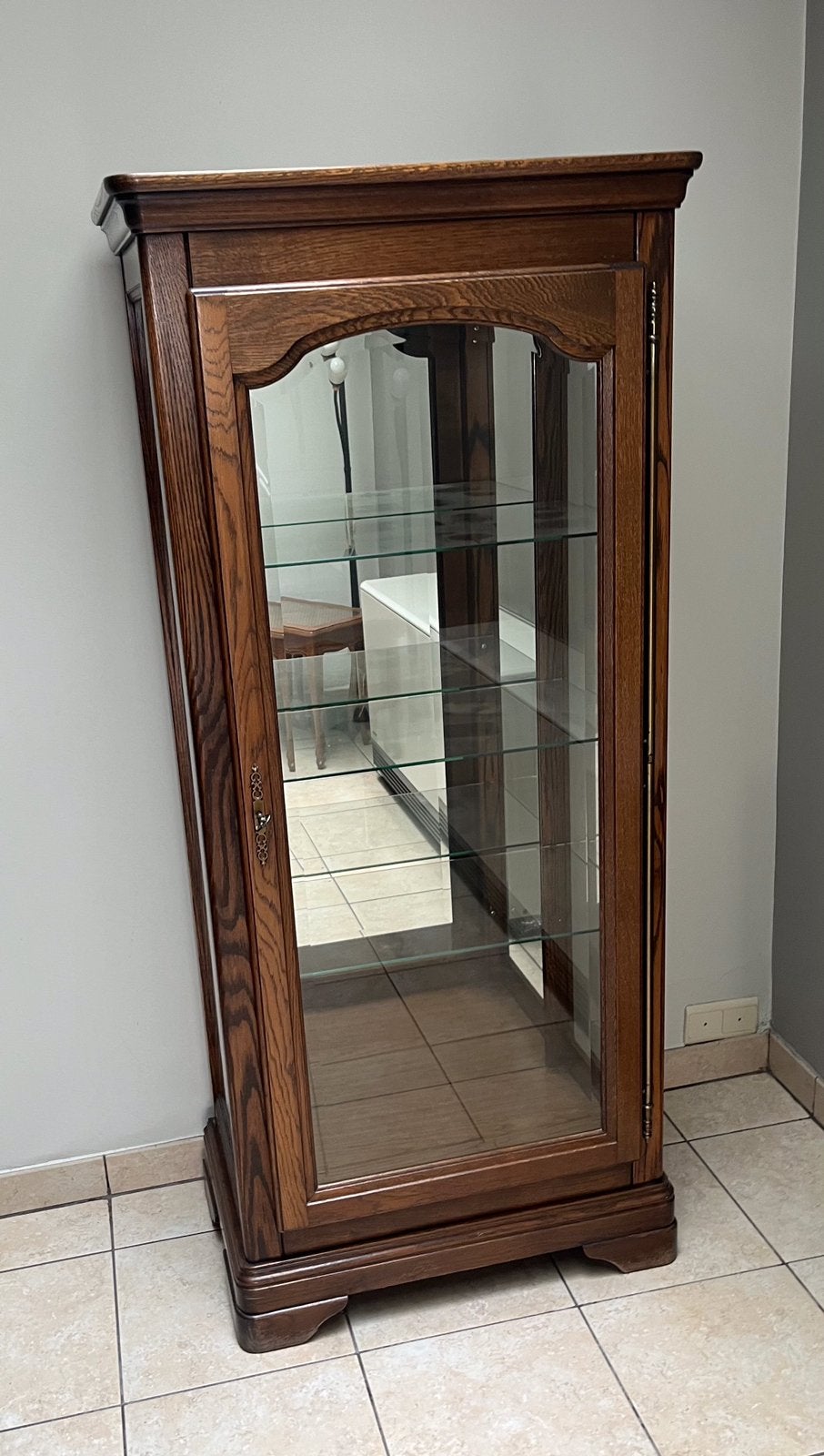 Eiken vitrinekast, Ophalen, Eikenhout, Klassiek, 50 tot 100 cm