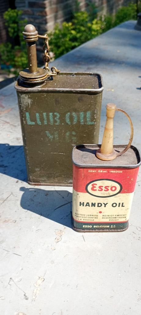 Vintage smeerolie vaten (met inhoud), Antiek en Kunst, Ophalen