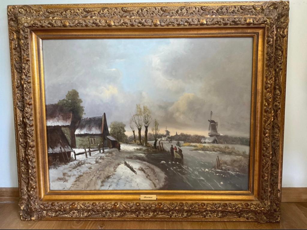 Schilderij  winterlandschap - Moerman 105*85cm, Antiquités & Art, Enlèvement