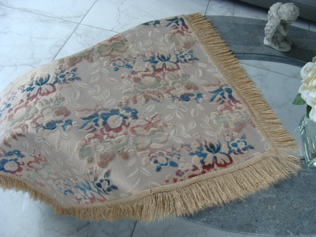 Ancien napperon en velours avec franches vintage, Enlèvement ou Envoi