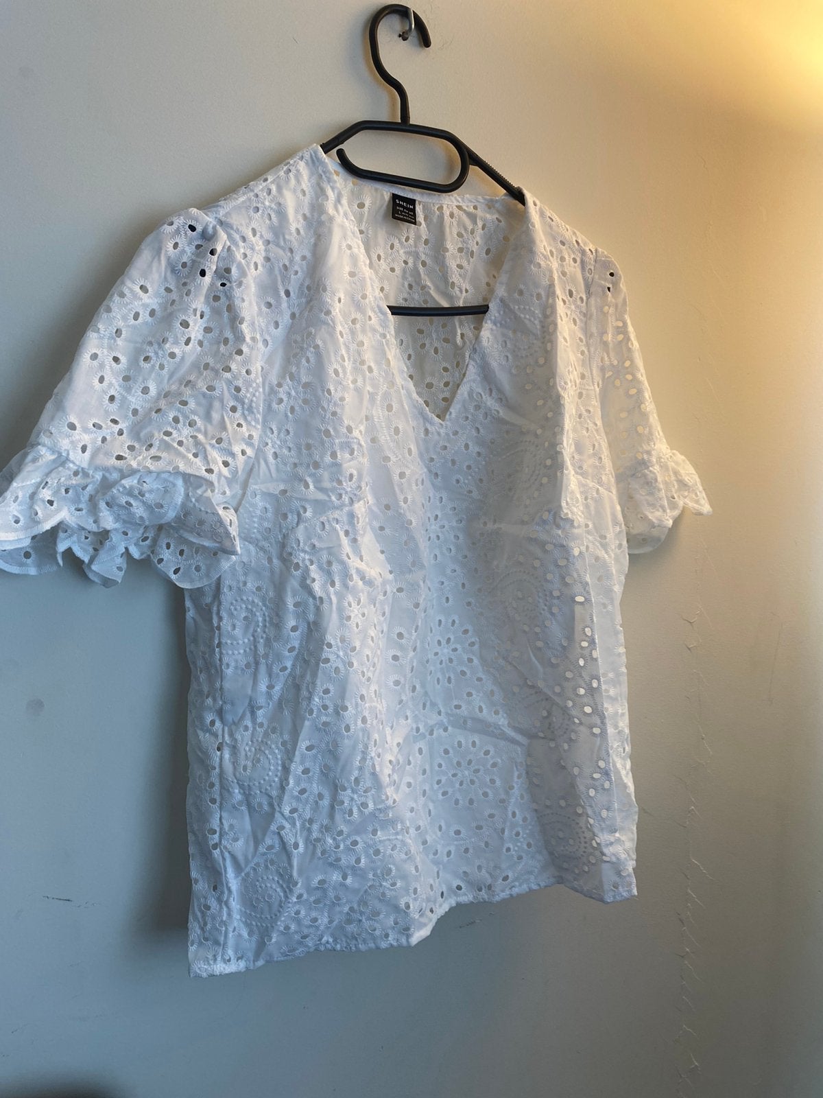 Witte Shein Broderie Anglaise Blouse Maat L, Ophalen of Verzenden, Nieuw, Maat 42/44 (L), Zwart