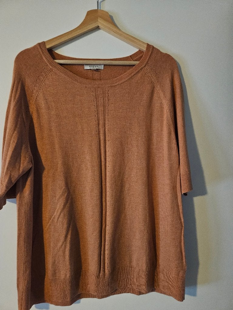Te koop zomerpull met korte mouwen, Taille 46/48 (XL) ou plus grande, Enlèvement ou Envoi, Brun, Gigue