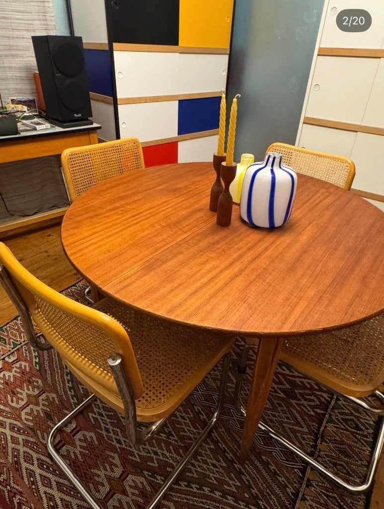 Vintage eettafel rond en ovaal, Huis en Inrichting, Ophalen, Vijf personen of meer, Ovaal, Teakhout