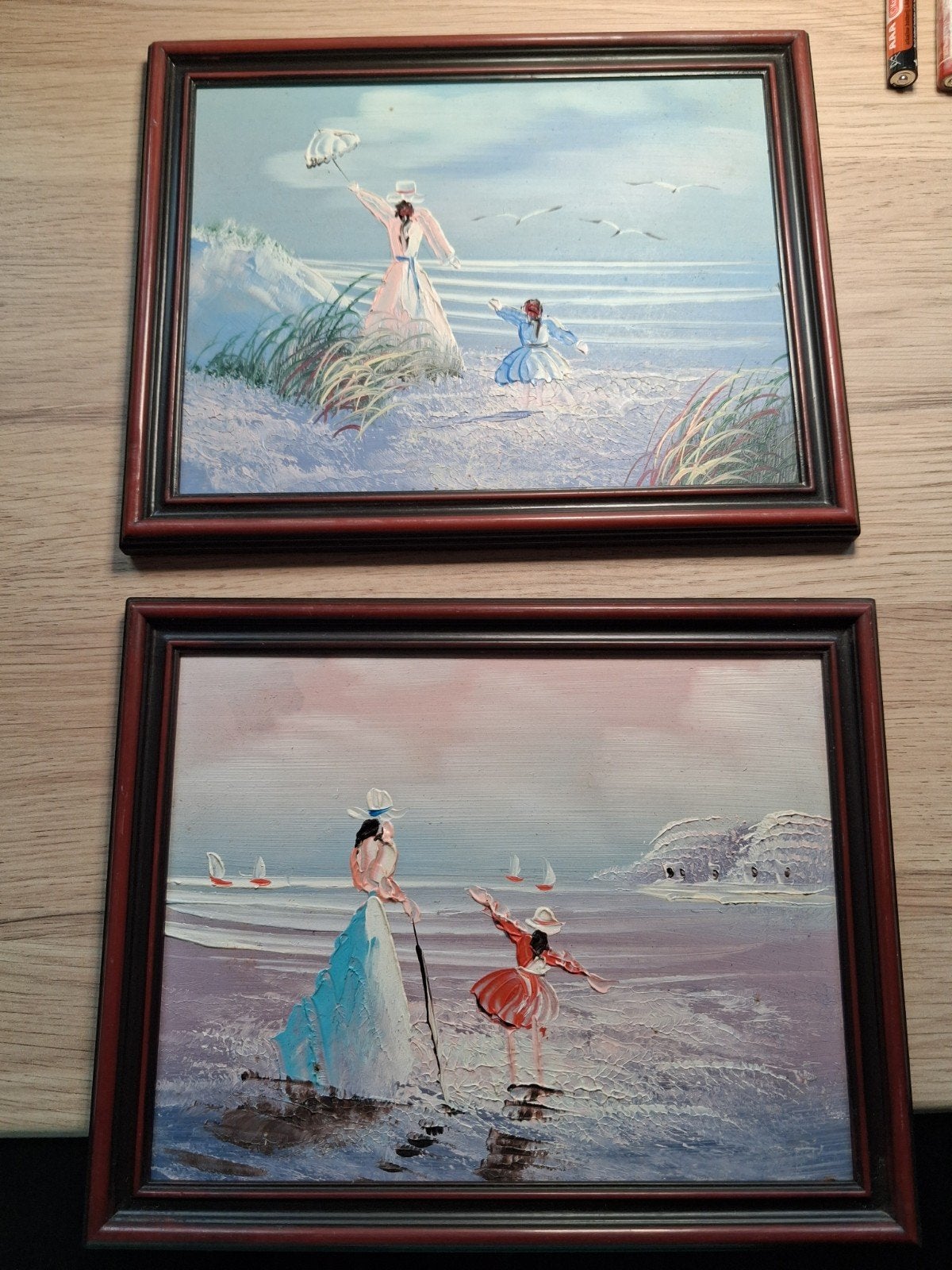 2 schilderij,s met de zee en kliffen., Antiek en Kunst, Ophalen, Aquarel