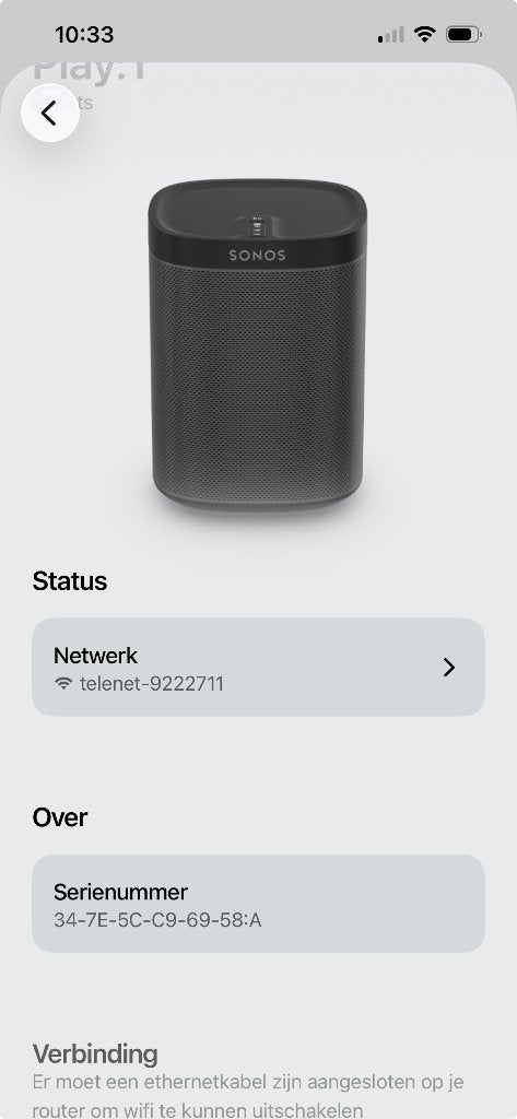 Sonos Play:1 wifi-luidspreker – zwart, Gebruikt, Overige typen, WiFi, Ophalen of Verzenden