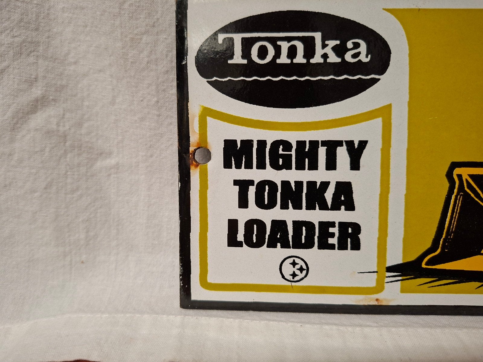 Origineel Email plaatje TONKA ( Mighty Tonka Loader ), Ophalen of Verzenden, Gebruikt, Reclamebord