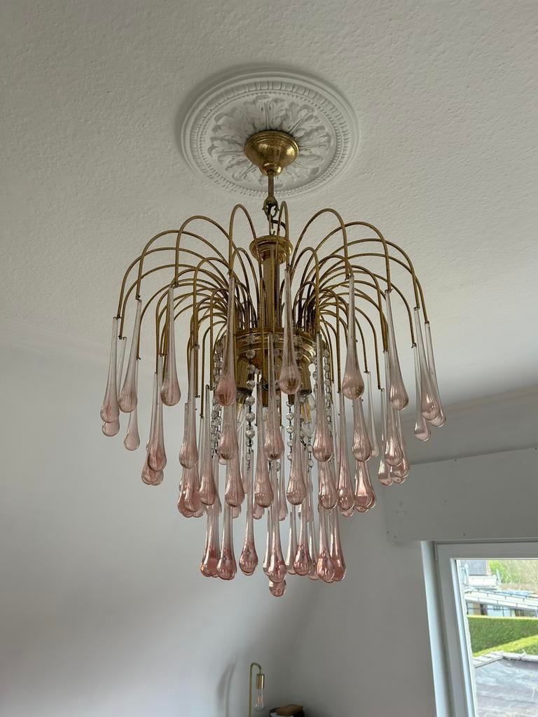 Teardrop luster, Huis en Inrichting, Lampen | Kroonluchters, Ophalen, Gebruikt, Glas