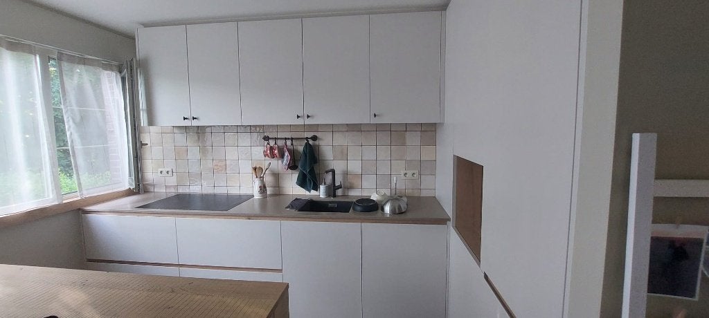 Witte dikfineer keukenfronten zonder groeven, Enlèvement, Comme neuf, Blanc