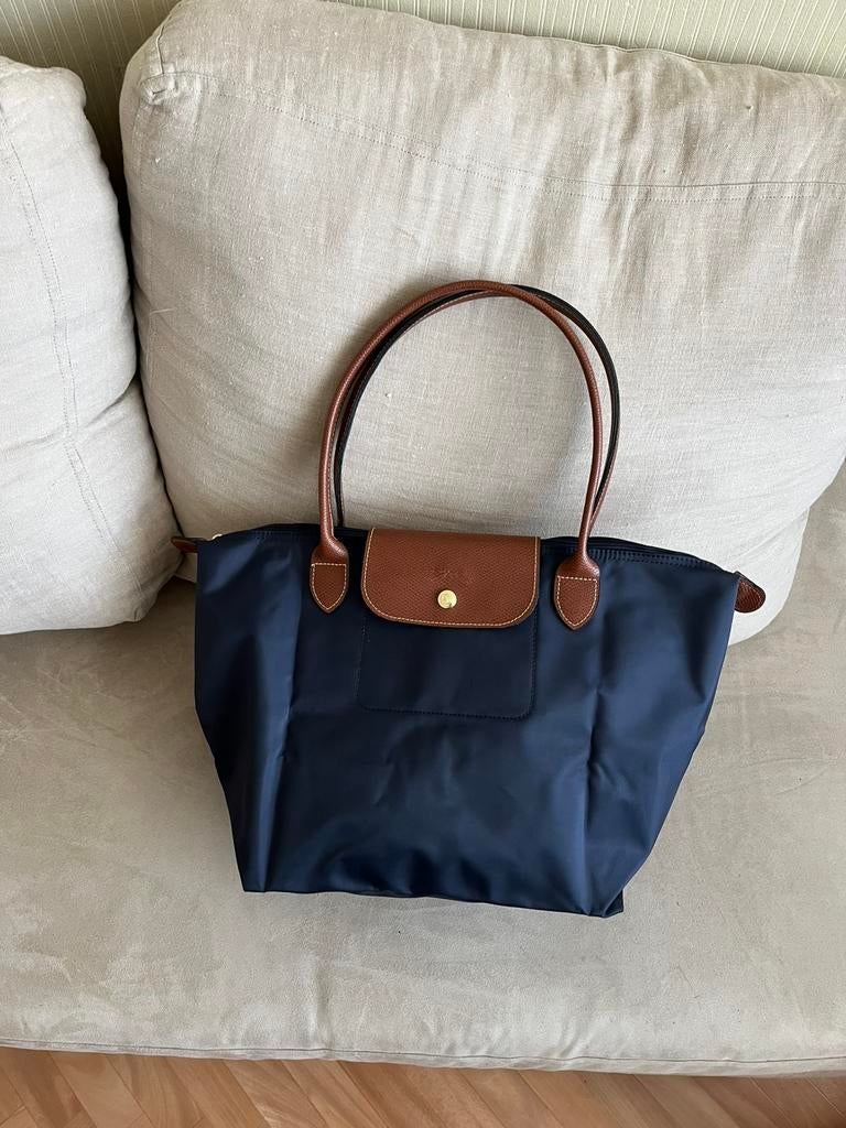 Sac Cabas Longchamps Le Pliage Taille L bleu marine, Ophalen of Verzenden, Zo goed als nieuw, Blauw
