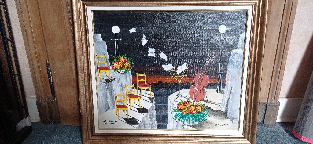 Beau et grand tableau de Paul ROUGE -Lessines-Ollignies, Antiquités & Art, Art | Peinture | Moderne, Textile, Peinture à l'huile