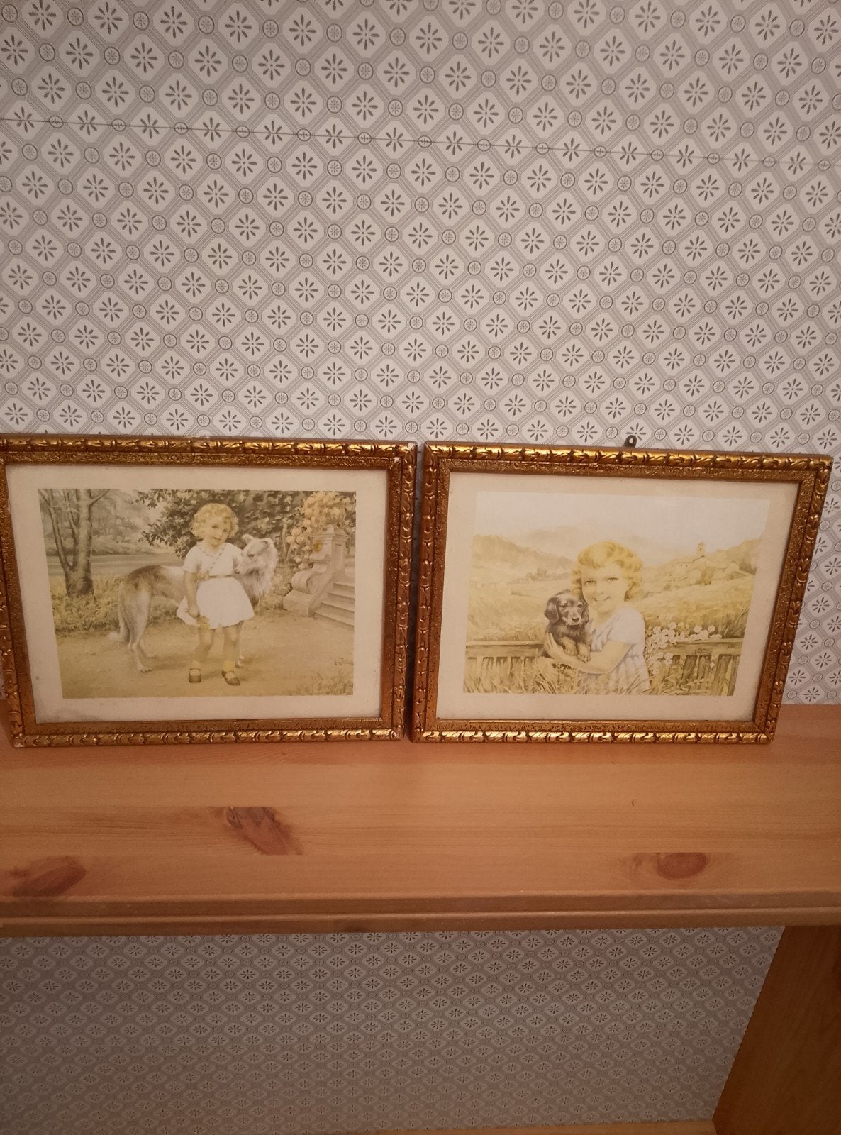 koppel vintage kaders met prent, Antiek en Kunst, Ophalen