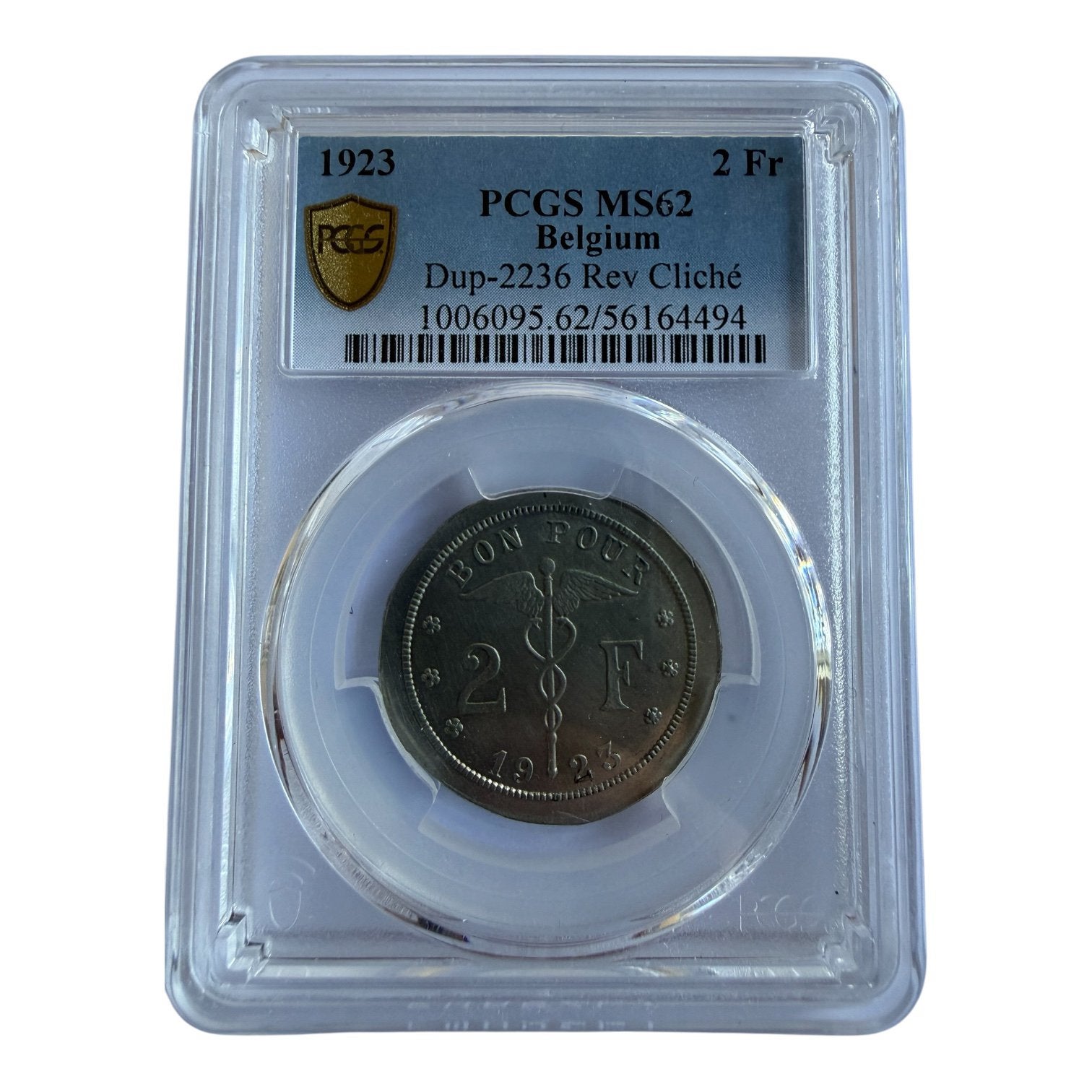 Belgie 2 Franc 1923 cliché ESSAI R3 Ultra Rare, Ophalen