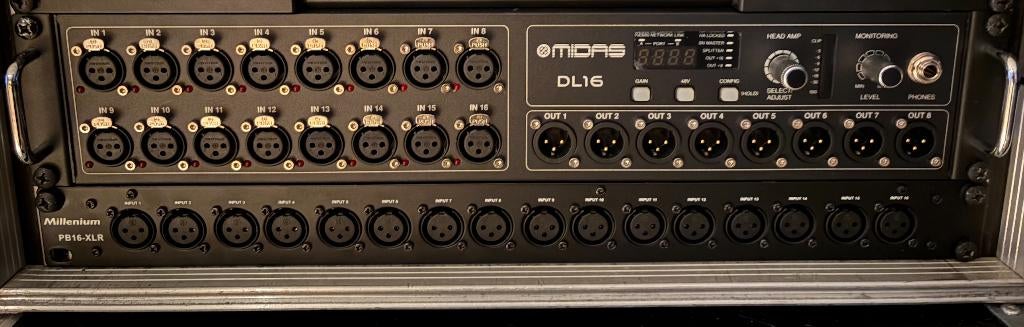 Midas DL16, Muziek en Instrumenten, Ophalen of Verzenden, Zo goed als nieuw, 10 tot 20 kanalen, Microfooningang