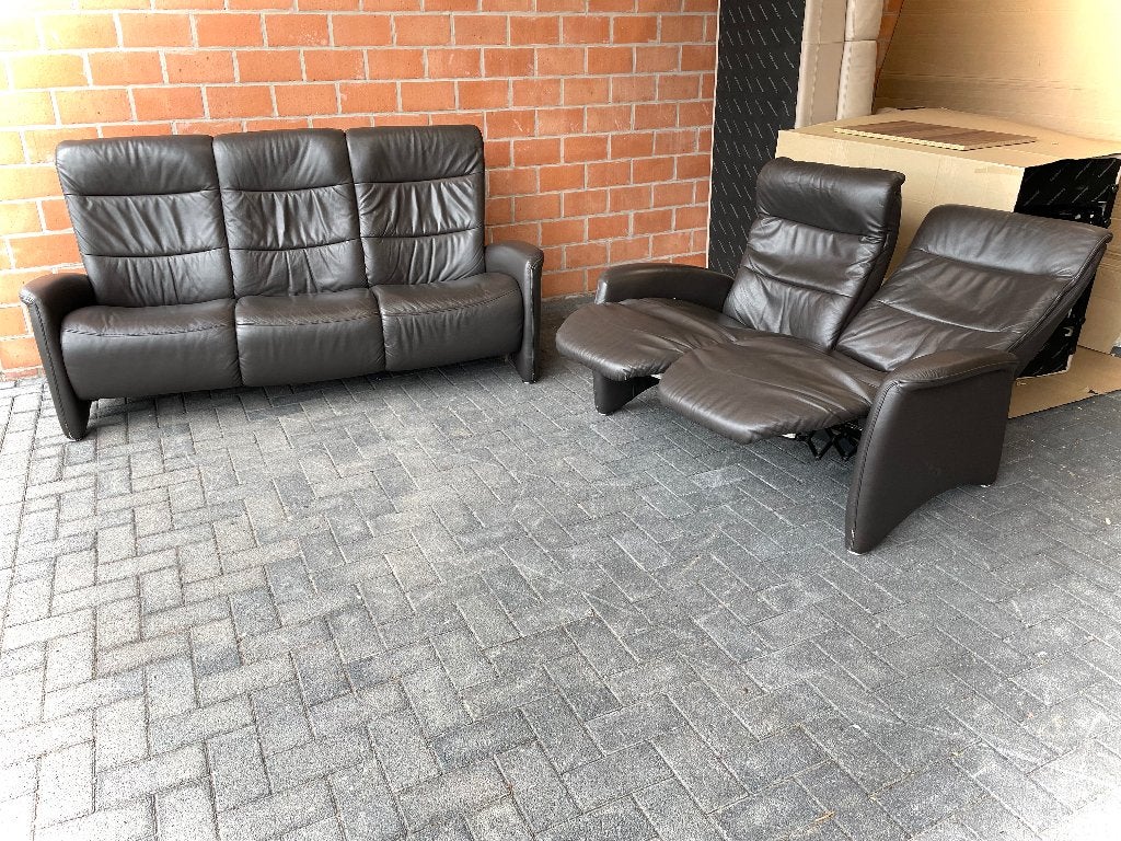 Leder salon met relaxen - HUKLA - als nieuw, Enlèvement, Comme neuf, Cuir