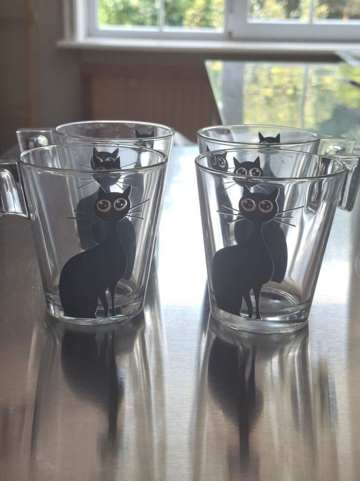 x4 Tasses café Chat, Maison & Meubles, Enlèvement, Verre