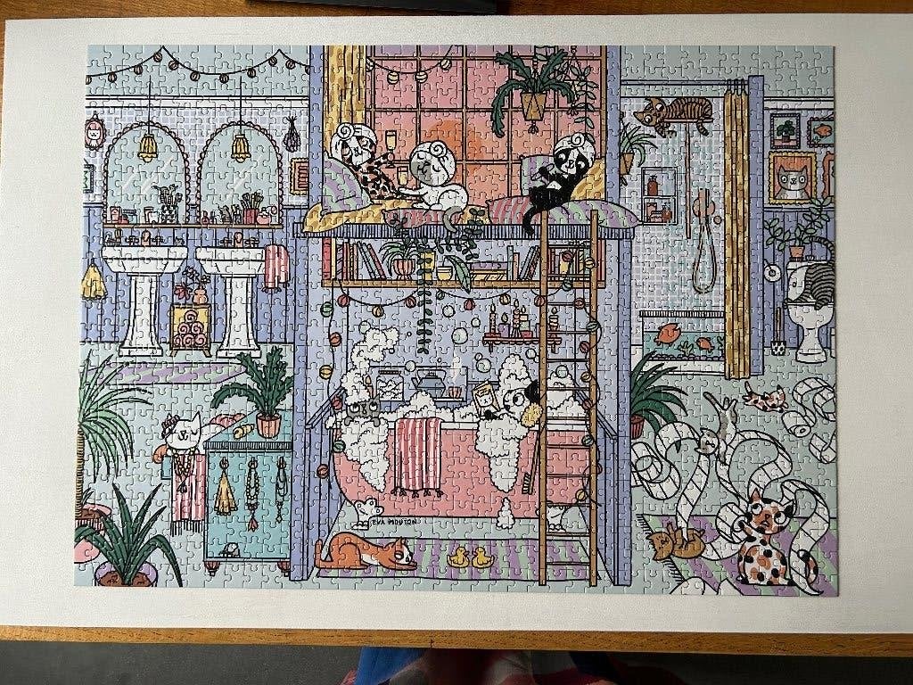 Puzzel Eva’s introvertenpret, puzzelpauze in bad, Ophalen, 500 t/m 1500 stukjes, Zo goed als nieuw, Legpuzzel