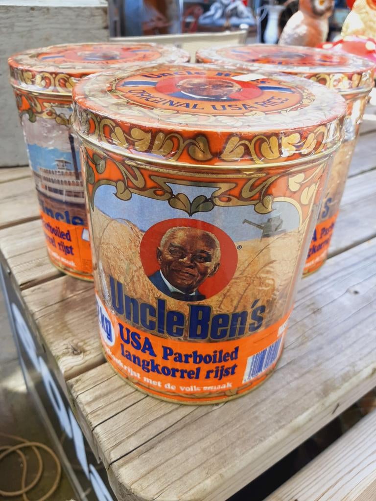 Uniek, New Old Stock, vol vintage blik Uncle Bens Rice., Verzamelen, Ophalen of Verzenden, Nieuw, Overige, Overige merken