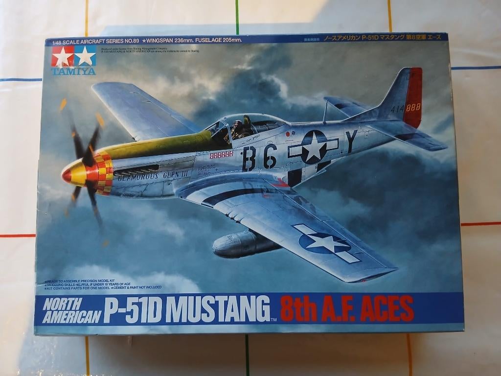 Tamiya Modelbouwpakket - P-51D Mustang 8th A.F. ACES - 1:48, Hobby en Vrije tijd, Nieuw, Groter dan 1:72, Vliegtuig, Ophalen