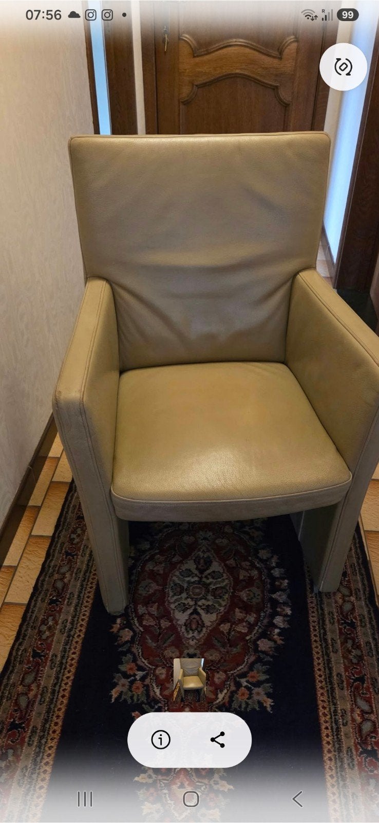 gratis 4 beige leren stoelen in goede staat, Enlèvement ou Envoi, Comme neuf