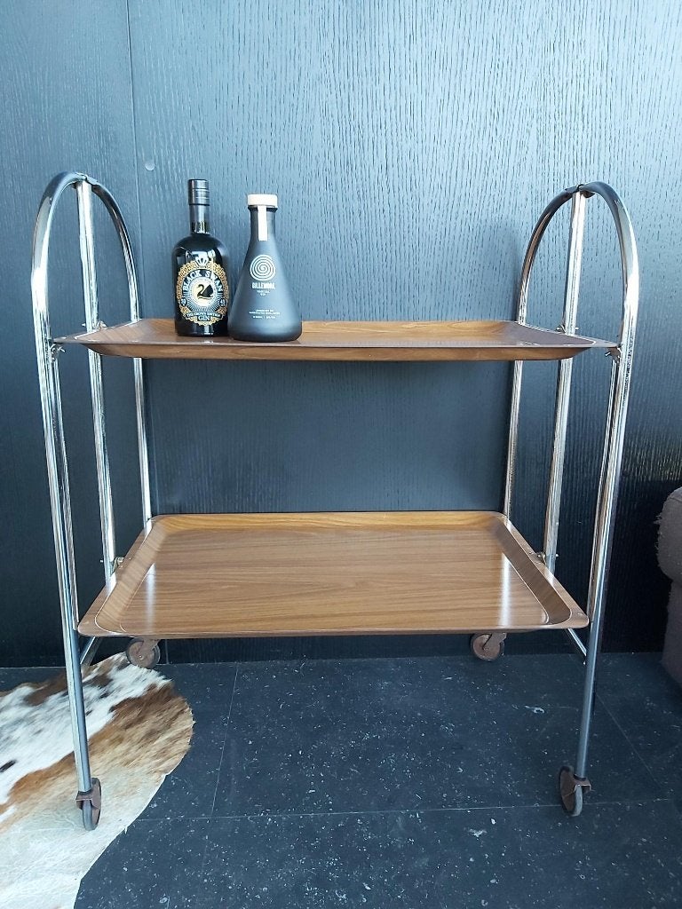 Vintage gerlinol serveerwegen / dichtbouwbare trolley MCM, Ophalen, Kunststof, 50 tot 100 cm, Vintage