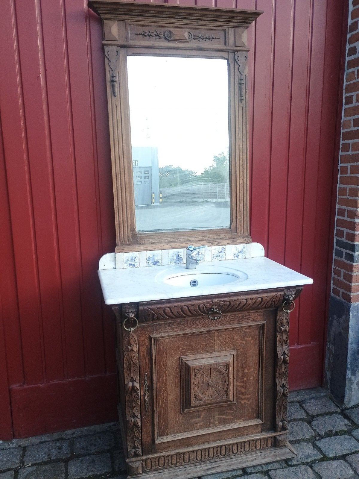 Badkamerkastje met spoelbakje spiegel, Ophalen