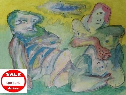 Lucebert, œuvre unique, 1972, Aquarelle, Antiquités & Art, Art | Peinture | Classique, Enlèvement, Daté, Aquarelle, Papier