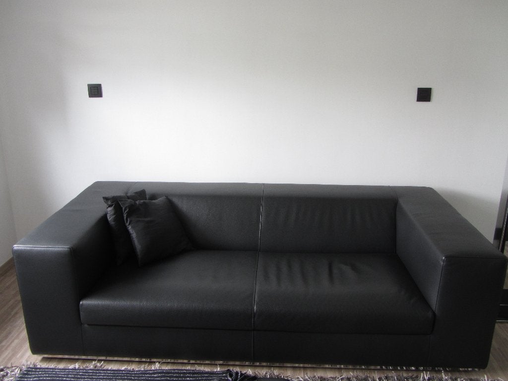 Lederen design zetel, Huis en Inrichting, Gebruikt, 100 tot 125 cm, Leer, Rechte bank