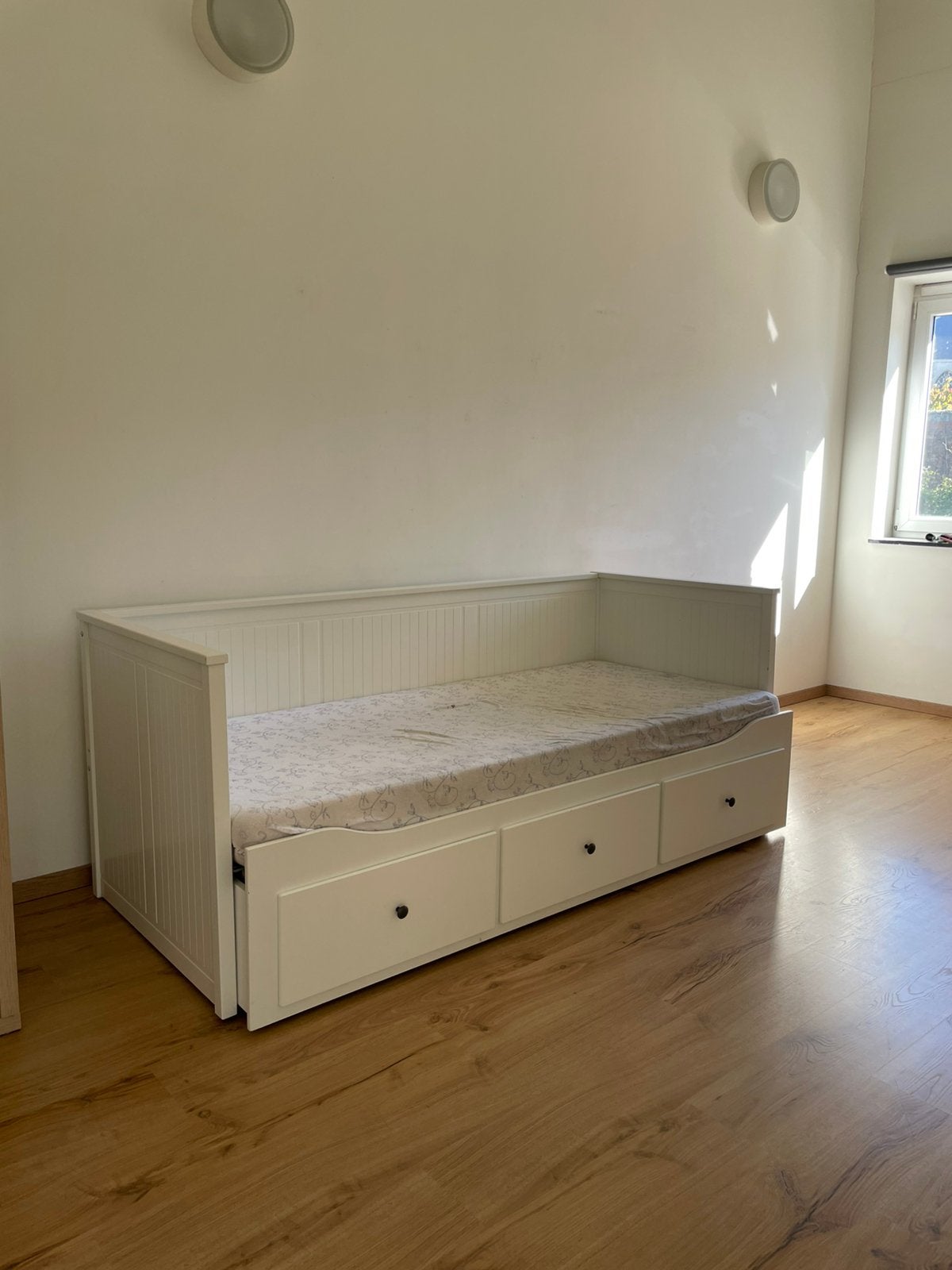 Wit IKEA Hemnes Bed / Bedbank met 3 Lades + Matras, Huis en Inrichting, Ophalen, Wit, 80 cm, 200 cm