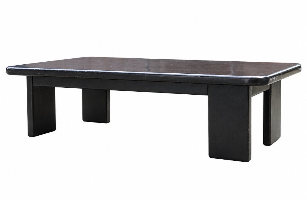 Zwarte brutalist salontafel - Large vintage coffee table, Antiquités & Art, Enlèvement