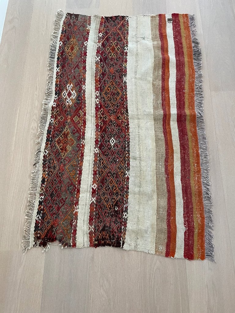 Vintage kelim tapijt 126 cm x 77 cm, Maison & Meubles, 100 à 150 cm, Enlèvement ou Envoi, Utilisé, 50 à 100 cm