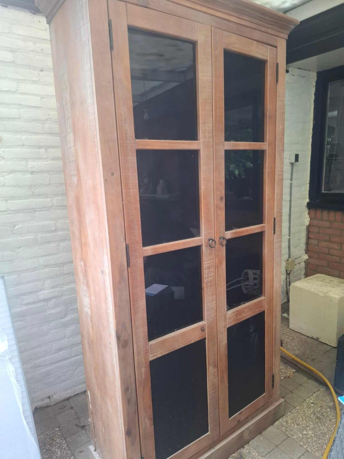 Vitrine coloniale avec partie en craie, Maison & Meubles, Armoires | Vitrines, Teck, 25 à 50 cm, Koloniaal landelijk, Comme neuf